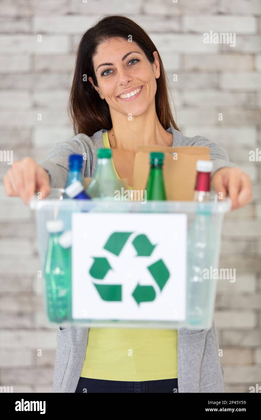 beautiful woman recycling domestic waste Stock Photo Alamy