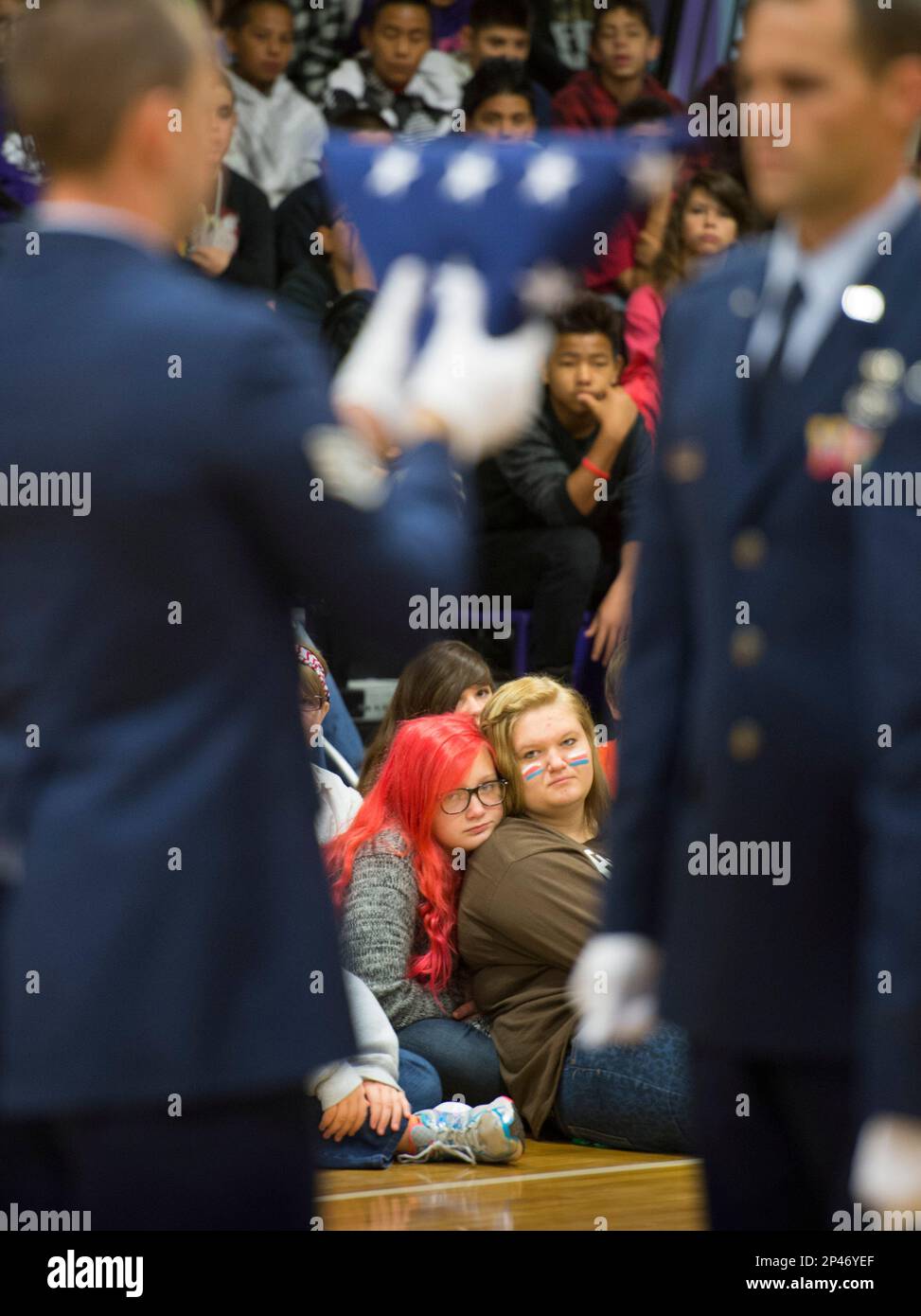 Horace Mann Middle School seventh graders Hannah Wiederholt, left, and