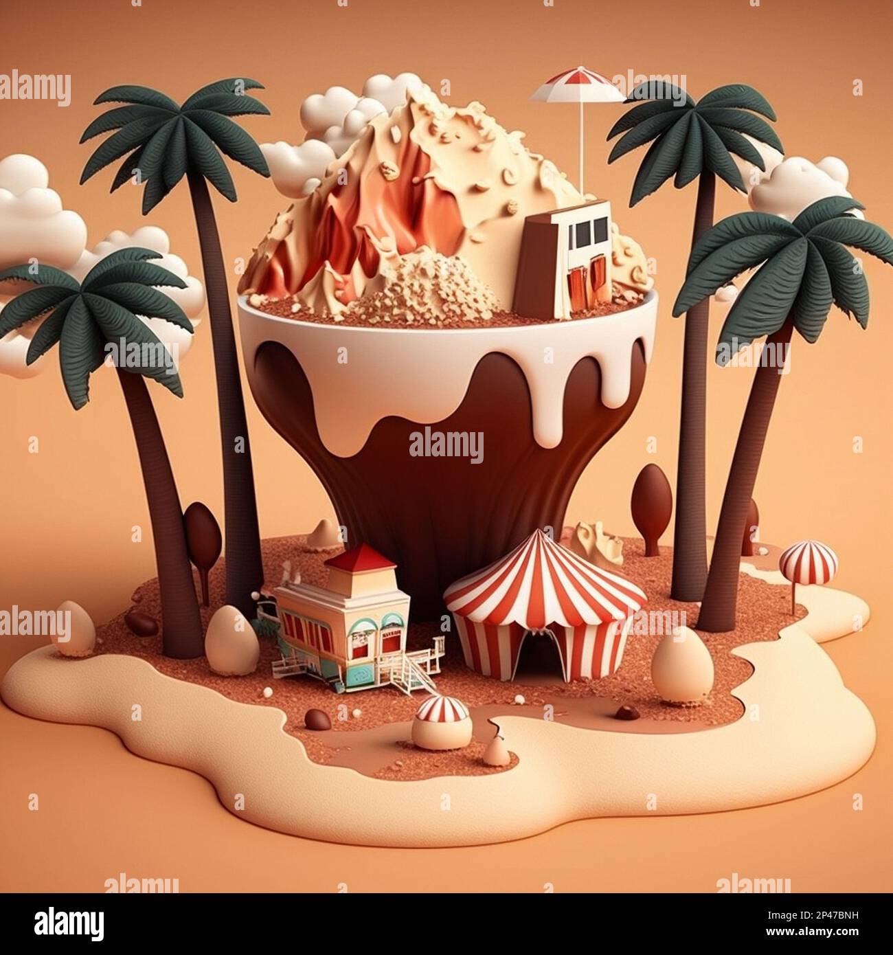 chocolate milk island with cream and popcorn Stock Photo Alamy