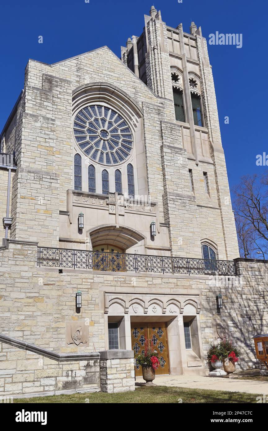 St. Charles, Illinois, USA. Baker Memorial Methodist Church in a Chicago suburban community. Stock Photo