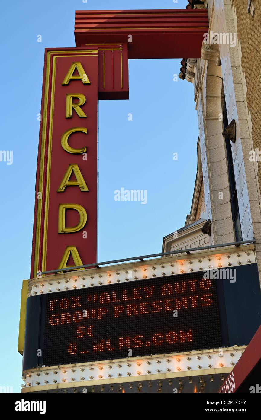 St. Charles, Illinois, USA. Small town movie or cinema theatre. Stock Photo
