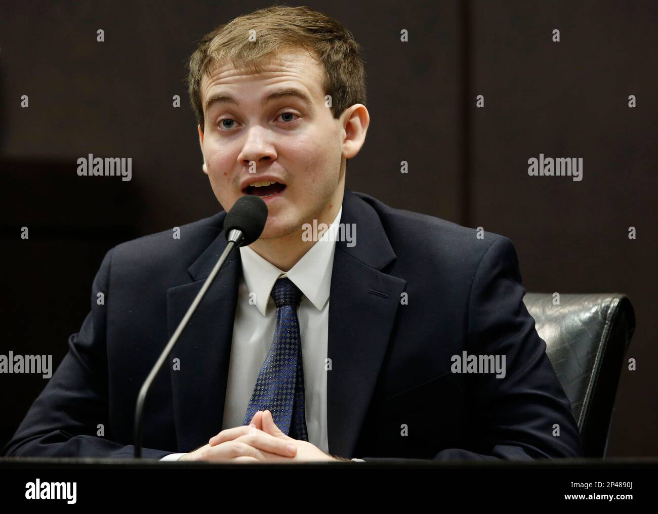 Pedro Bravo is cross examined by lead prosecutor Brian Kramer during