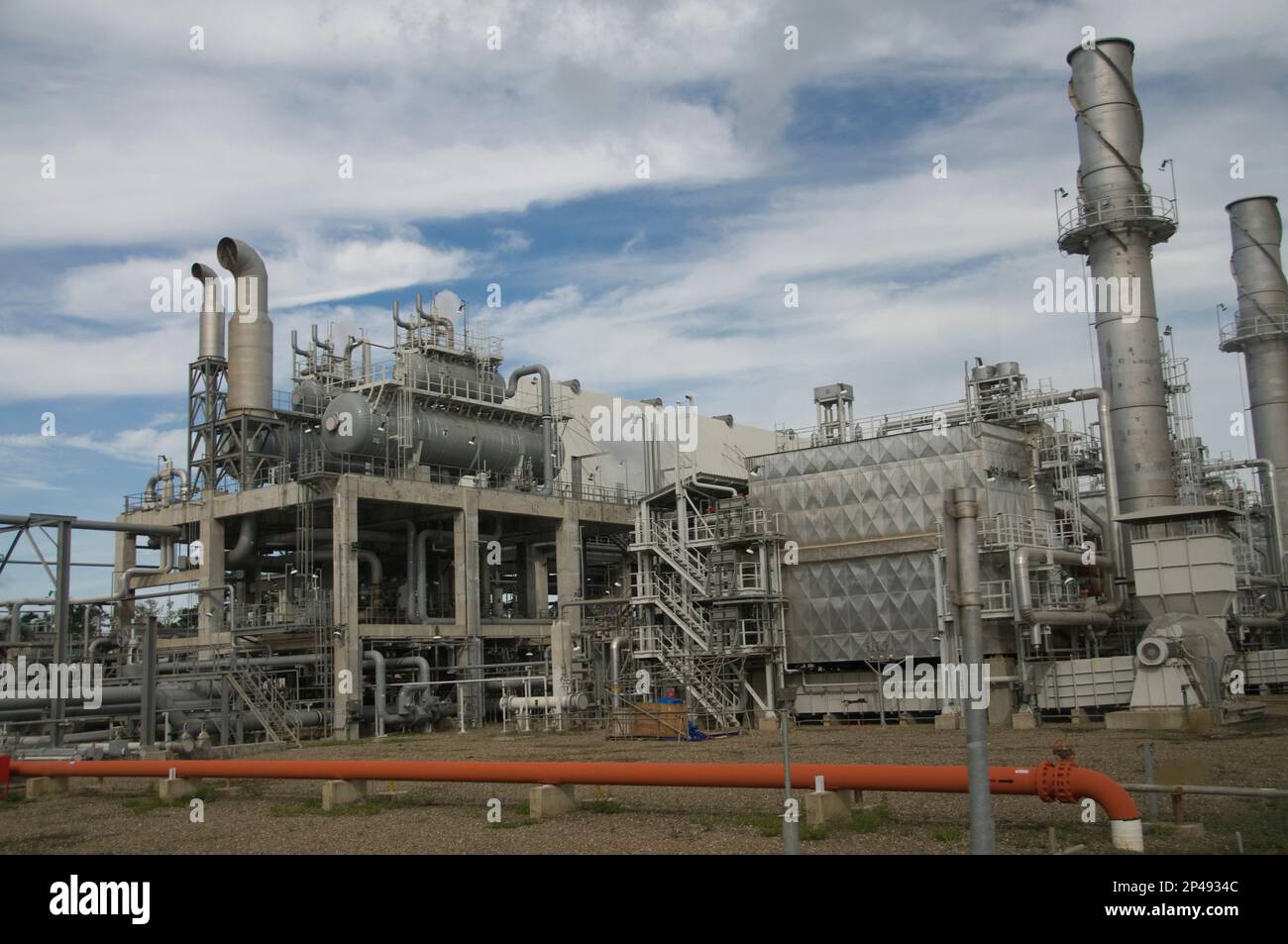 Pipework and vessels, Tangguh LNG (Liquified Natural Gas) Plant. near Babo, West Papus, Indonesia Stock Photo