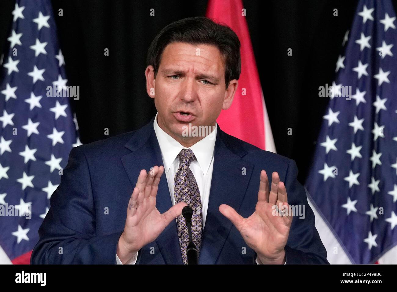 FILE Florida Gov. Ron DeSantis speaks as he announces a proposal for