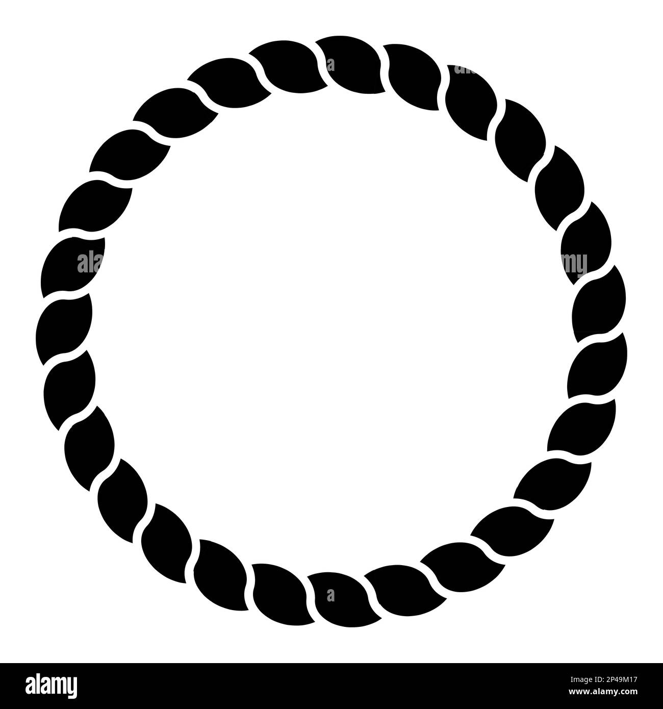 Monochrome black and white circle rope frame line art isolated vector