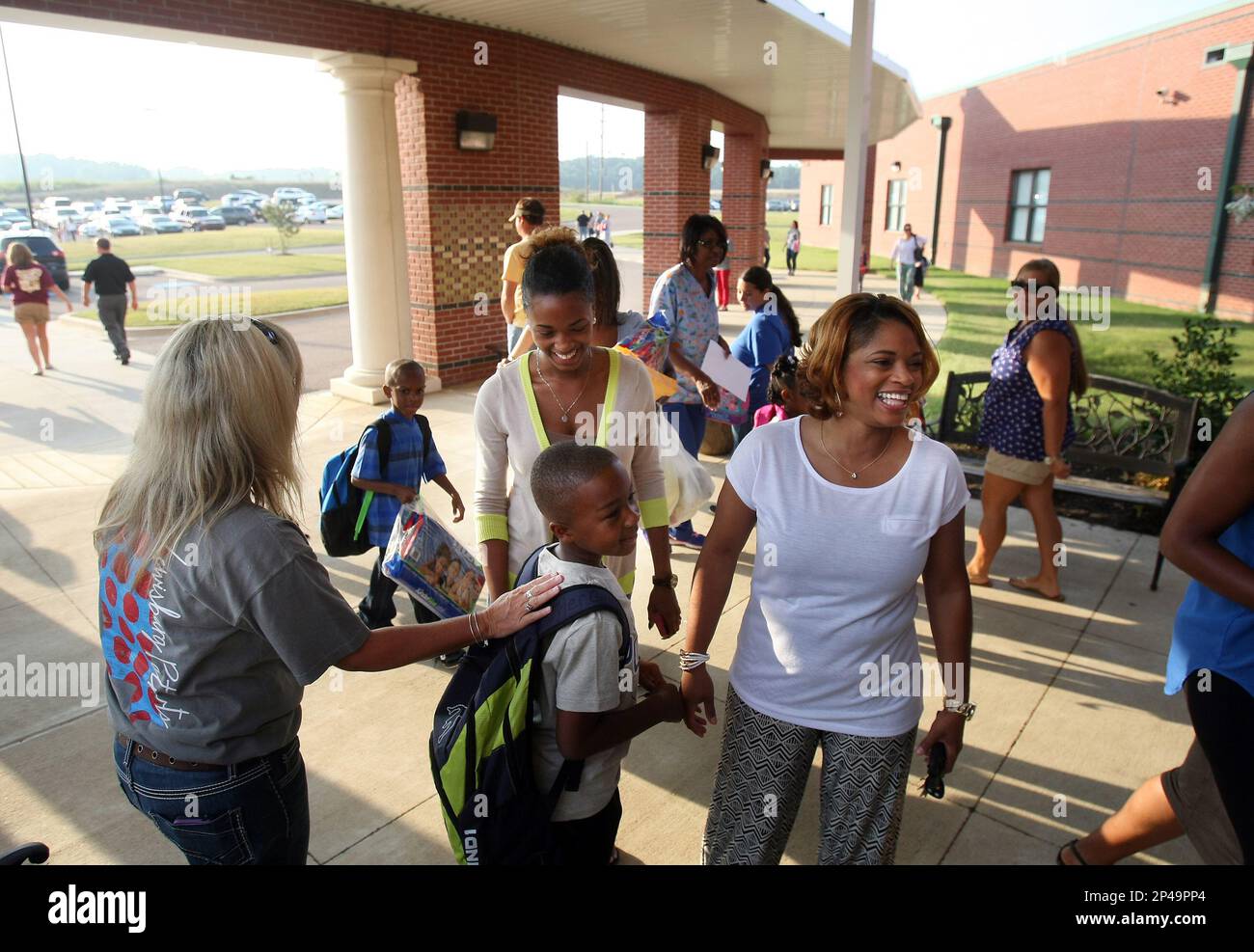 Lewisburg Primary School teacher Meri Beth Long, left, first