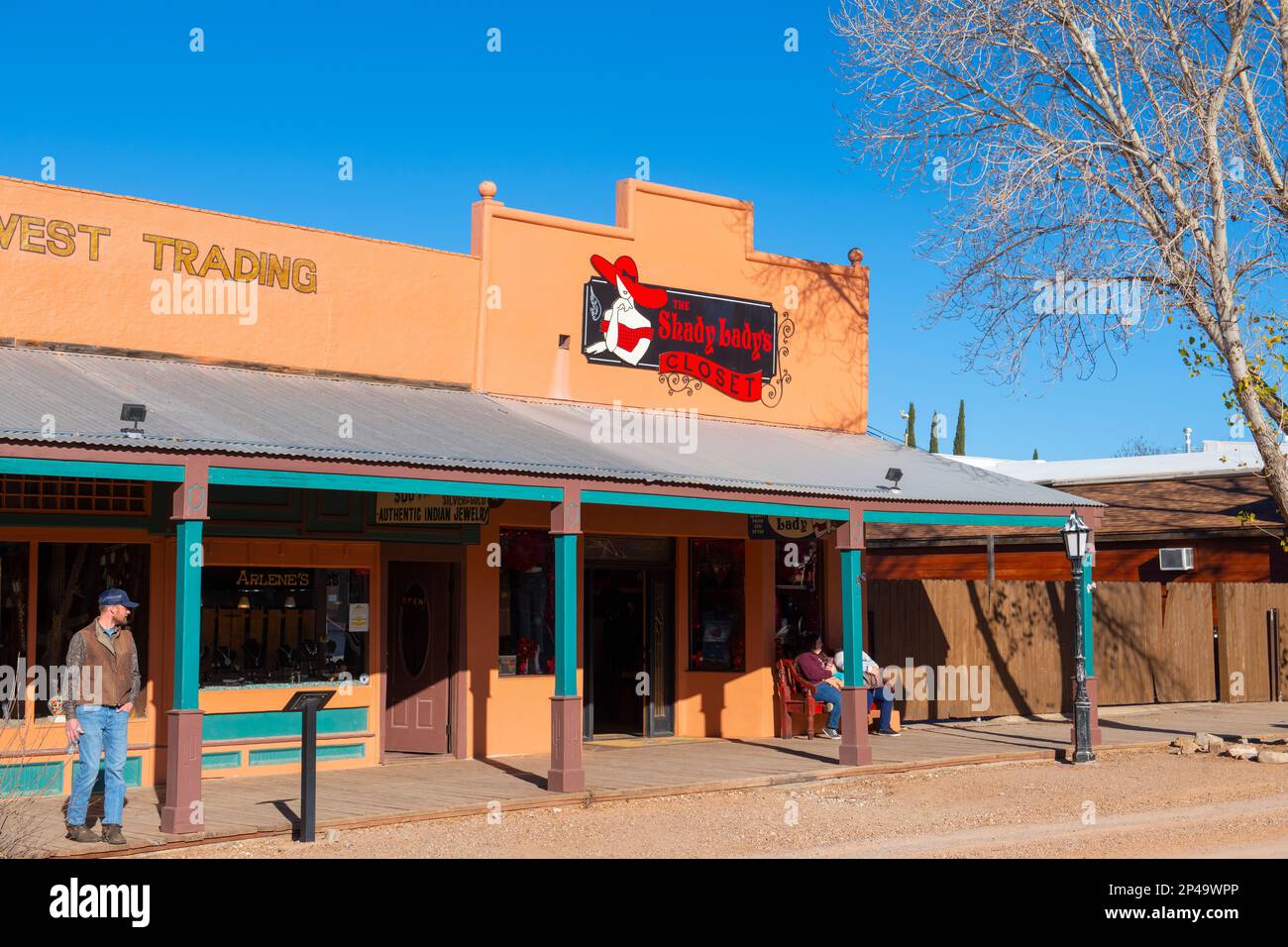 Shady Lady's Closet with Old West style at 406 E Allen Street in downtown Tombstone, Arizona AZ, USA. Stock Photo