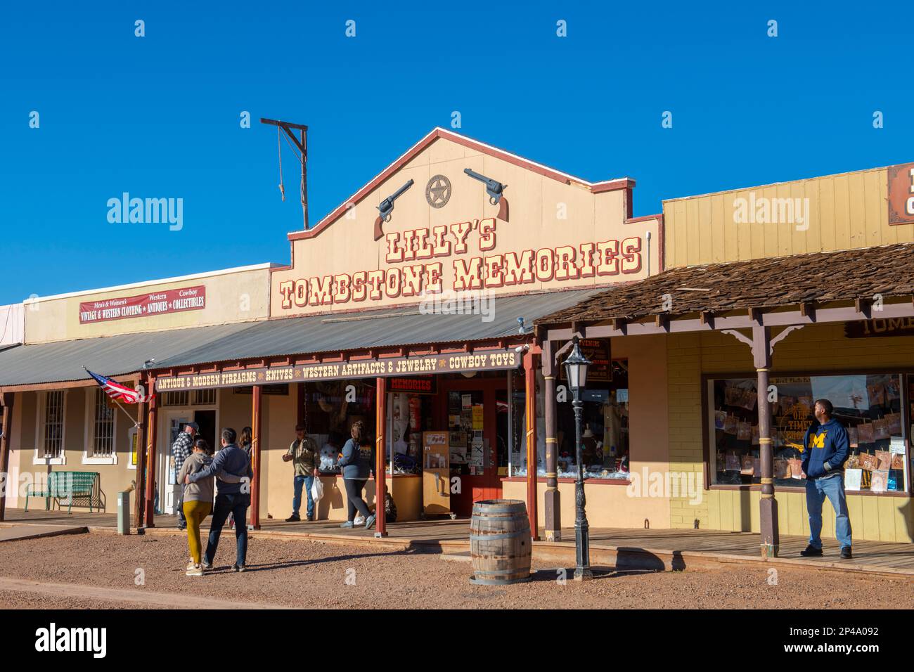 Lilly's Tombstone Memories store with Old West style at 514 E Allen Street in downtown Tombstone, Arizona AZ, USA. Stock Photo