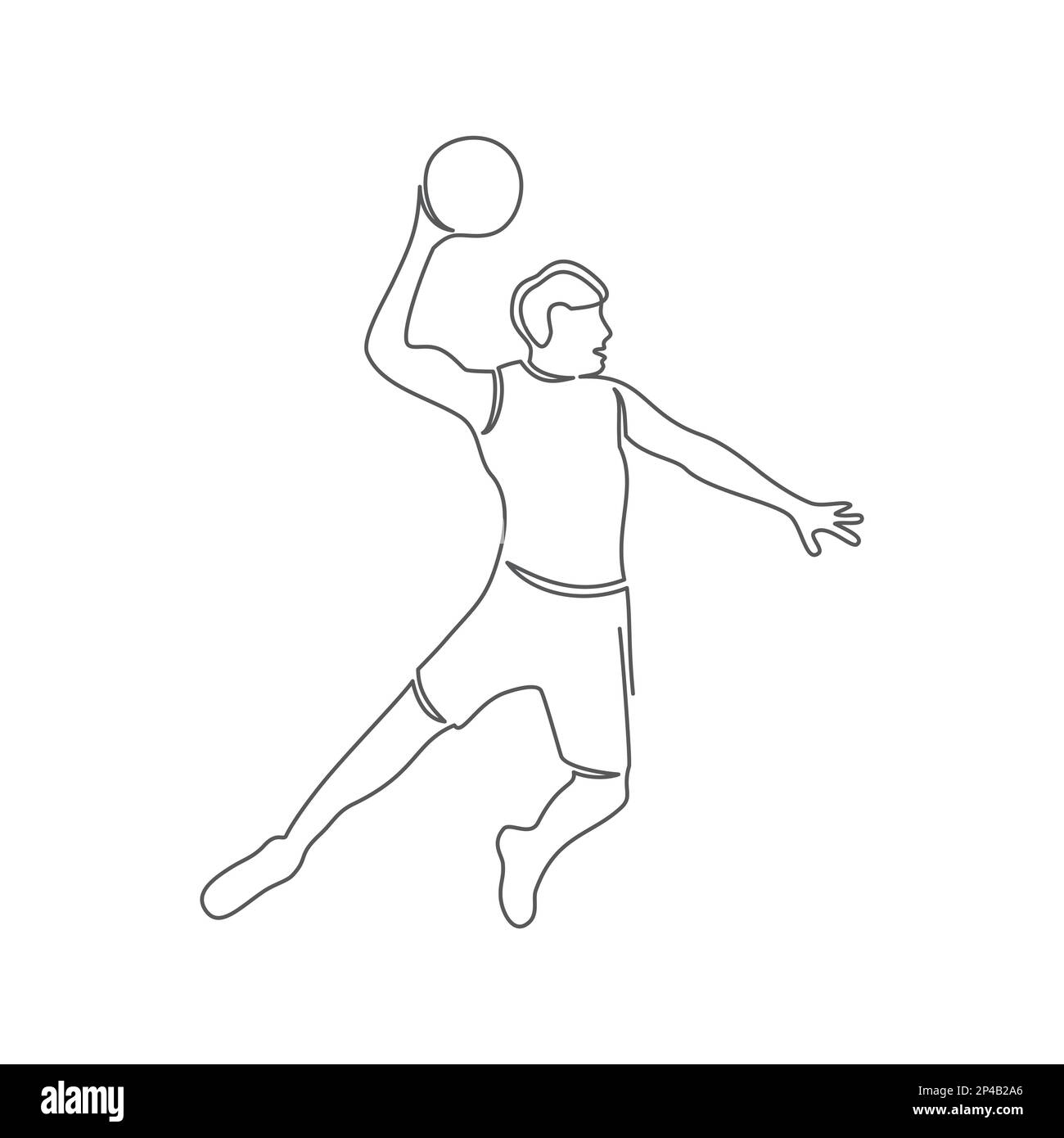 Basketball One line drawing on white background Stock Vector Image ...