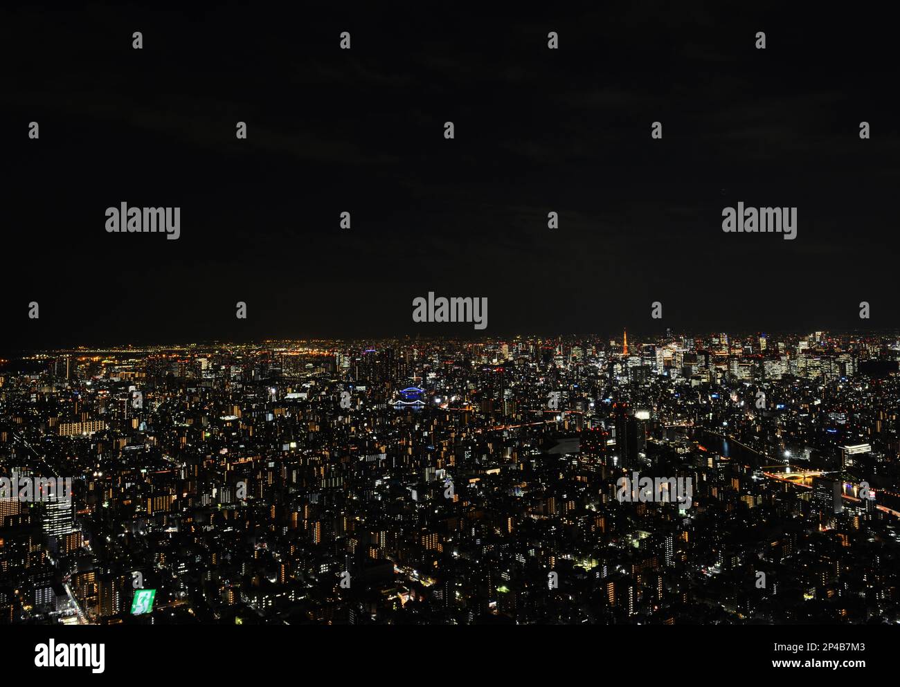 Aerial views of Tokyo at night. Views from the Skytree in SumidaCity