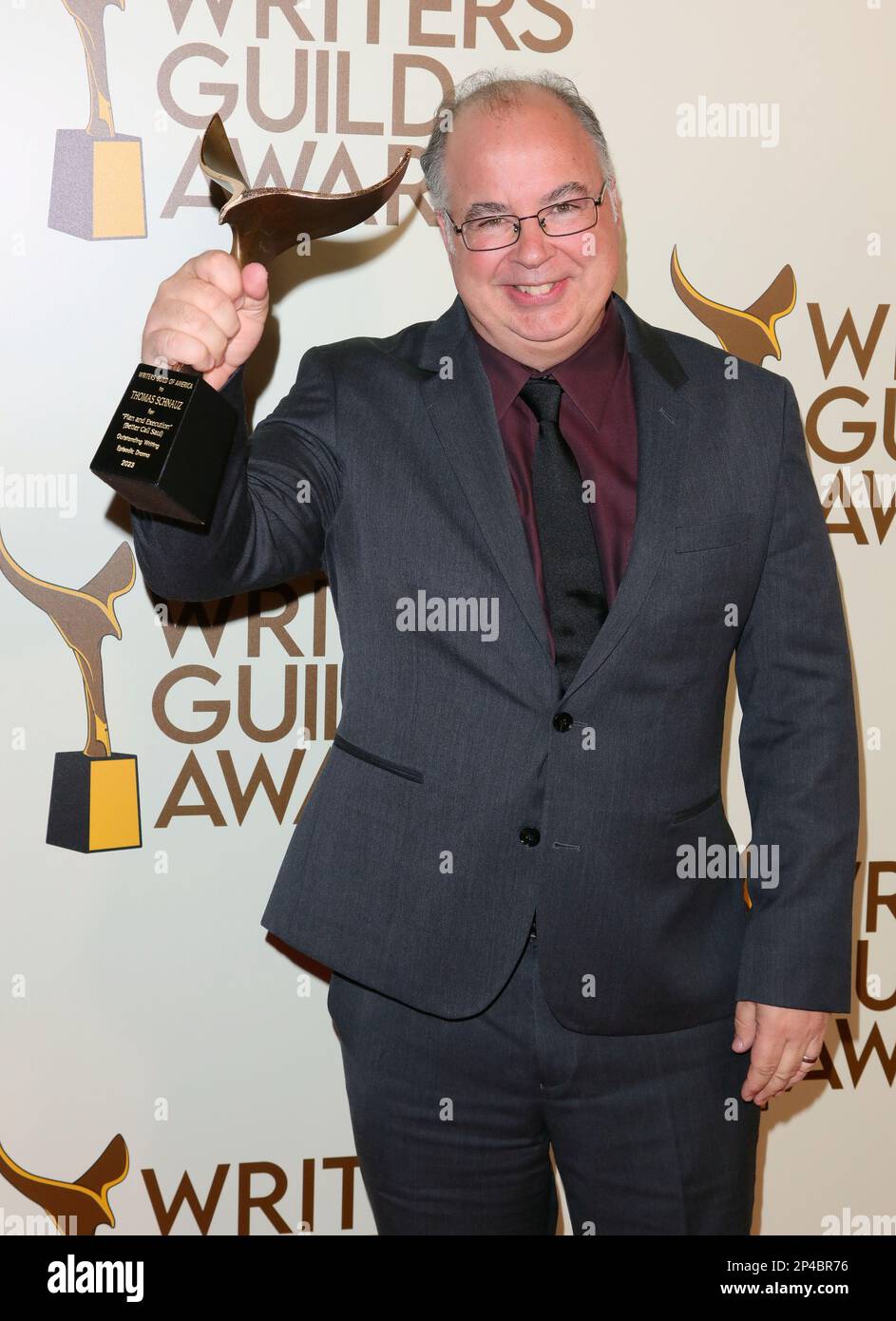 Thomas Schnauz arrives at The 2023 Writers Guild Awards Press Room held at The Fairmont Century Plaza in Century City, CA on Sunday, March 5, 2023 . (Photo By Juan Pablo Rico/Sipa USA) Stock Photo