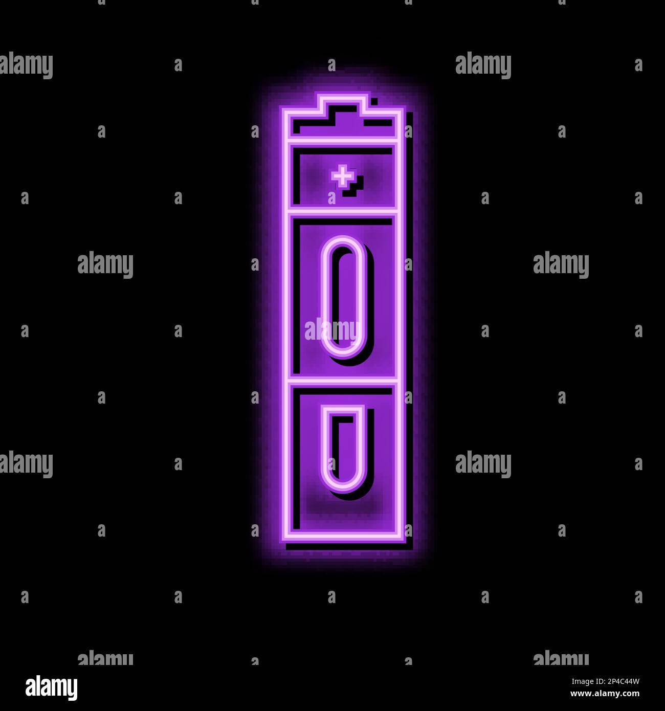 aa battery power energy neon glow icon illustration Stock Vector Image
