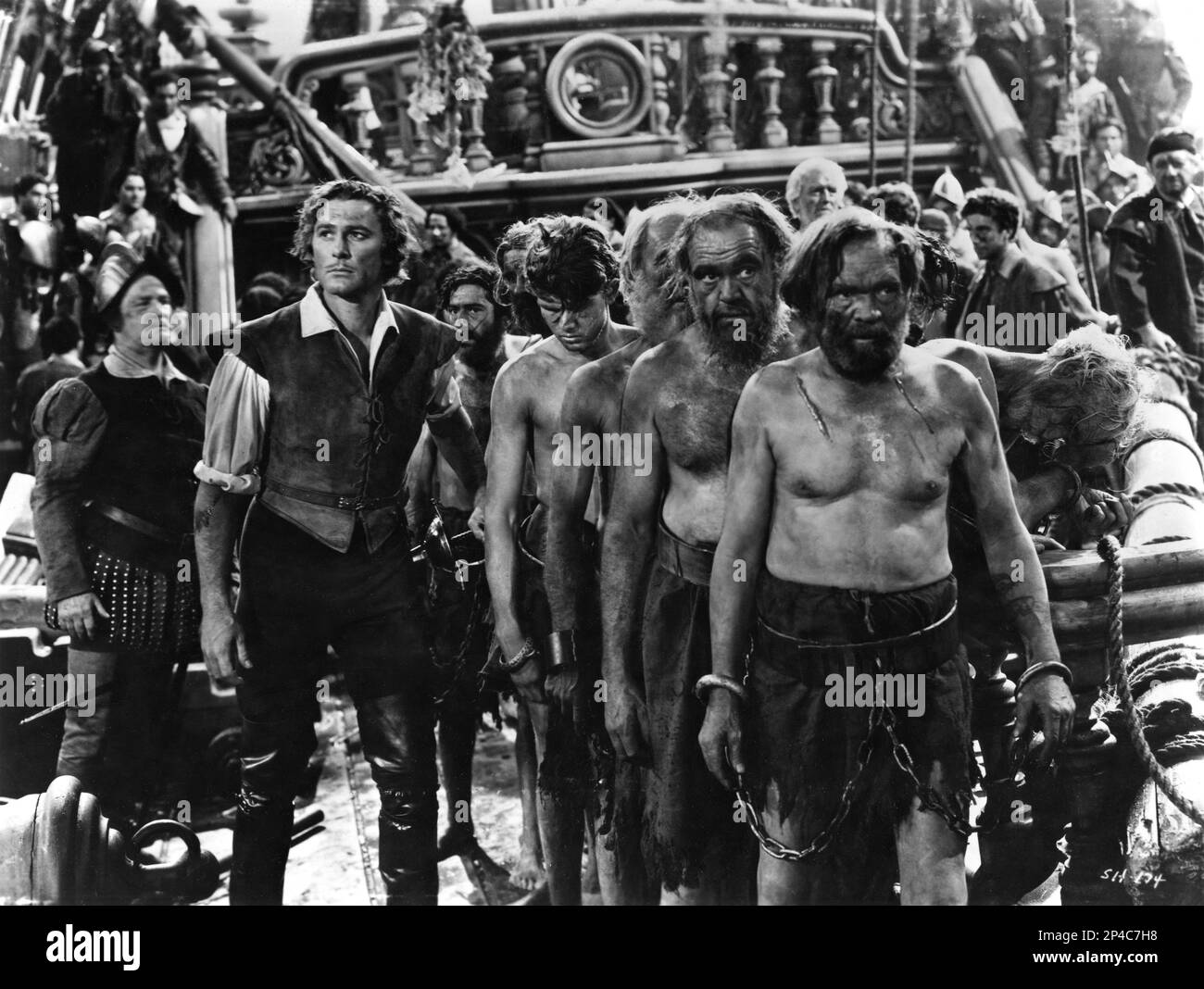 ERROL FLYNN with released Galley Slaves in THE SEA HAWK 1940 director MICHAE CURTIZ music Erich Wolfgang Korngold Warner Bros. Stock Photo