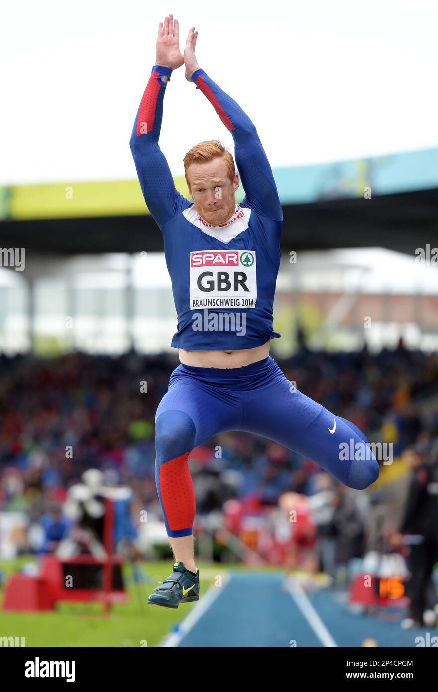 Britain's Greg Rutherford. competes in the long jump event t the ...