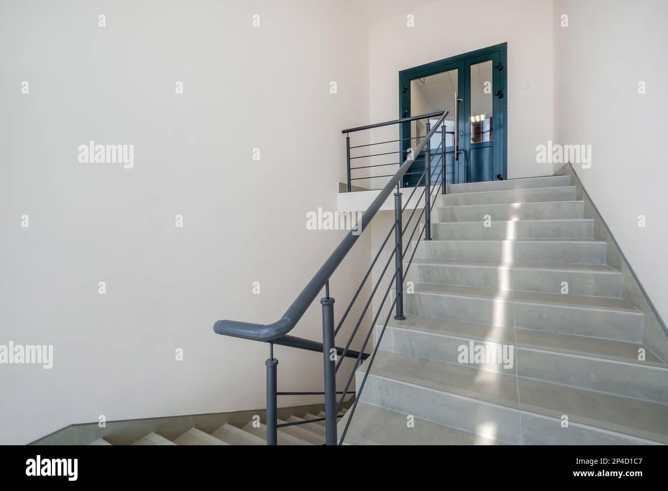 stairs  emergency and evacuation exit stair in up ladder in a new office building Stock Photo