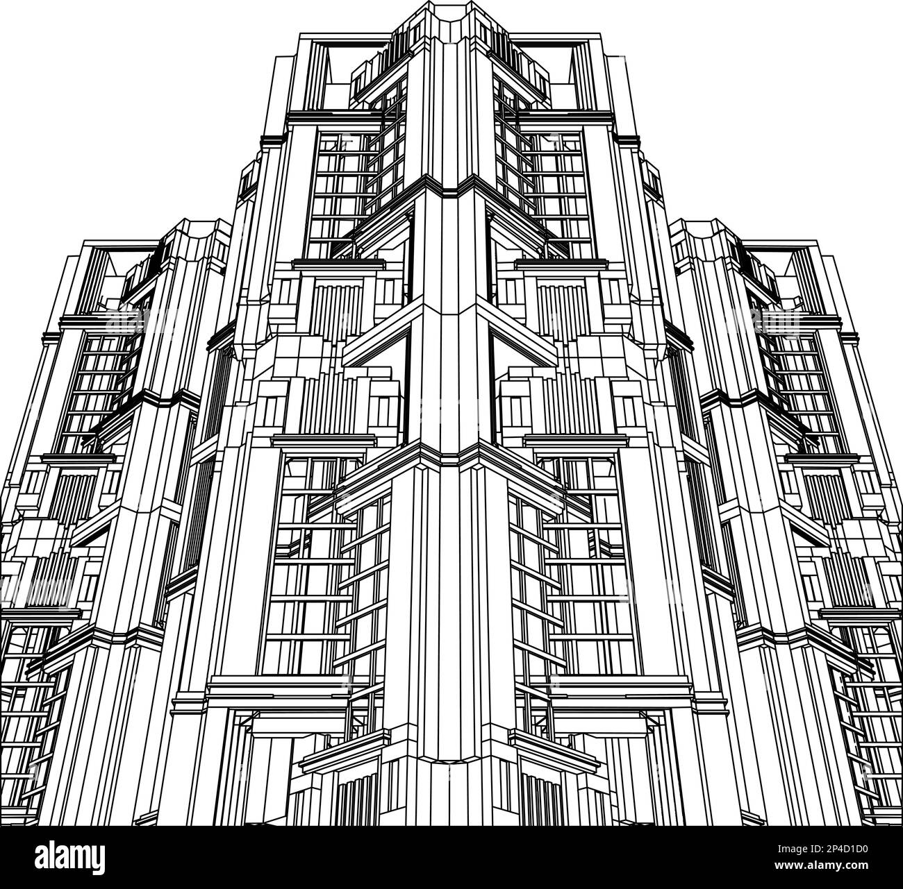 Abstract Art Deco Building Construction Structure Vector. Illustration