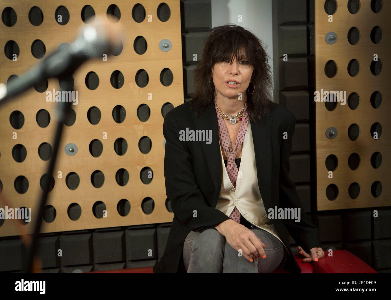 Chrissie Hynde poses for portraits at a north London recording studio