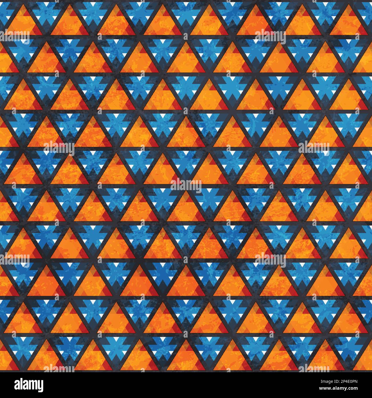 vintage triangle seamless pattern with grunge effect Stock Vector