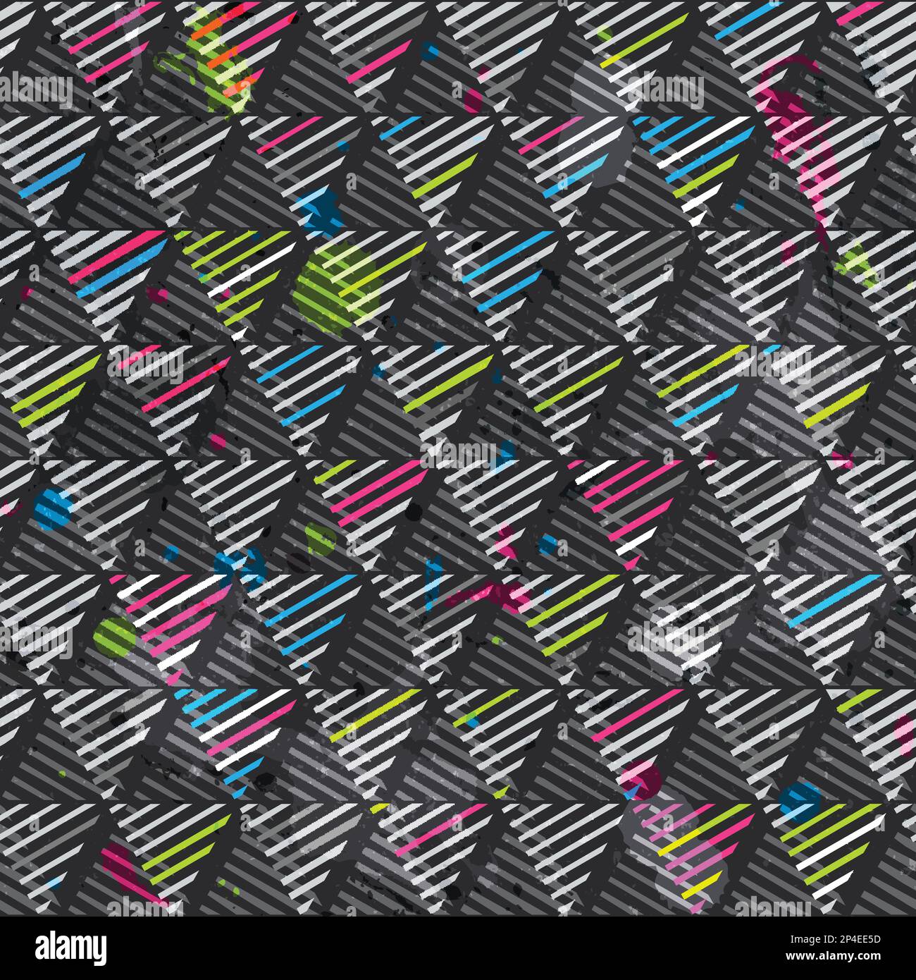 Urban triangles seamless pattern with grunge effect. Stock Vector