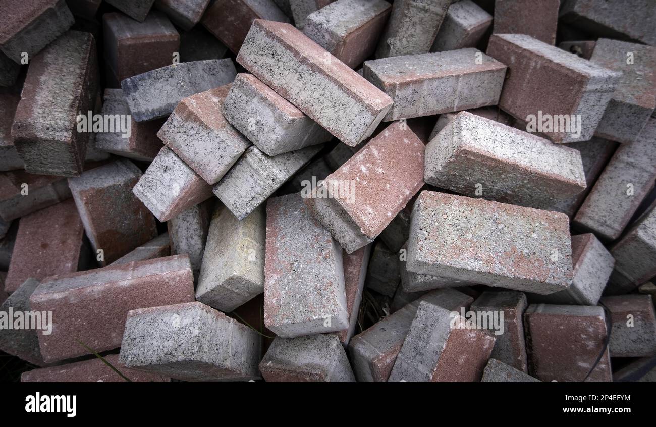 Detail of construction material to make pedestrian streets Stock Photo