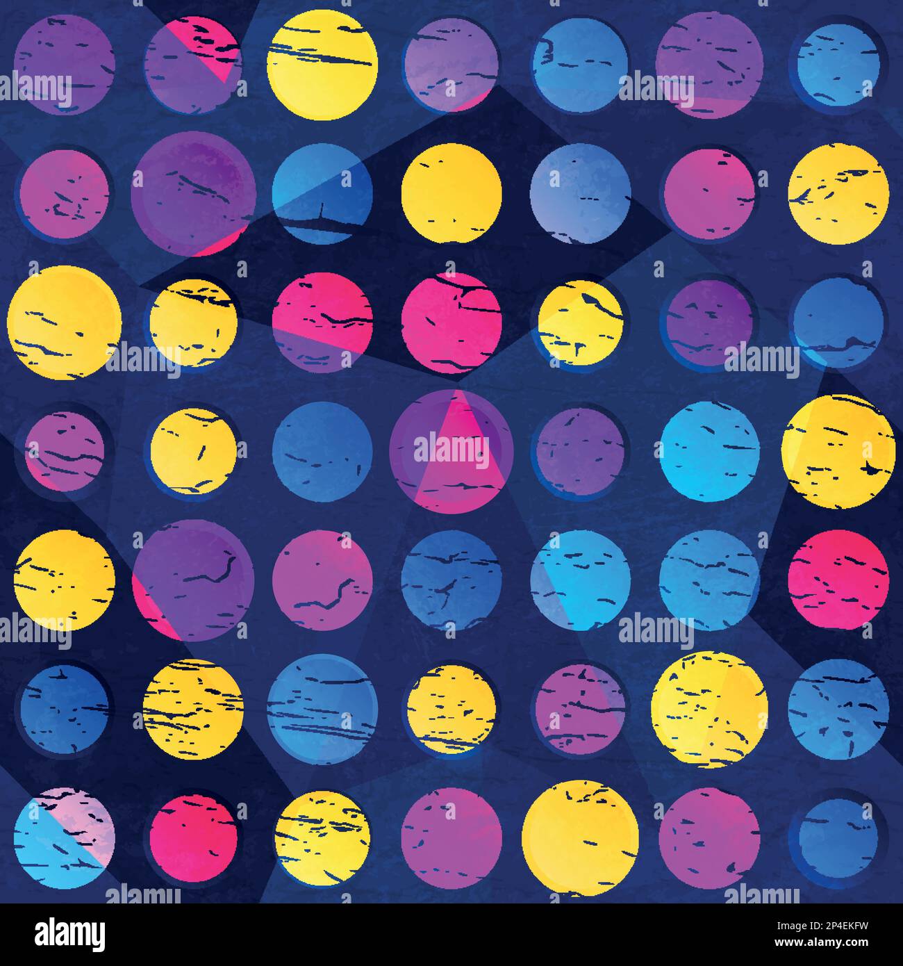 Colored circles seamless pattern with grunge effect Stock Vector