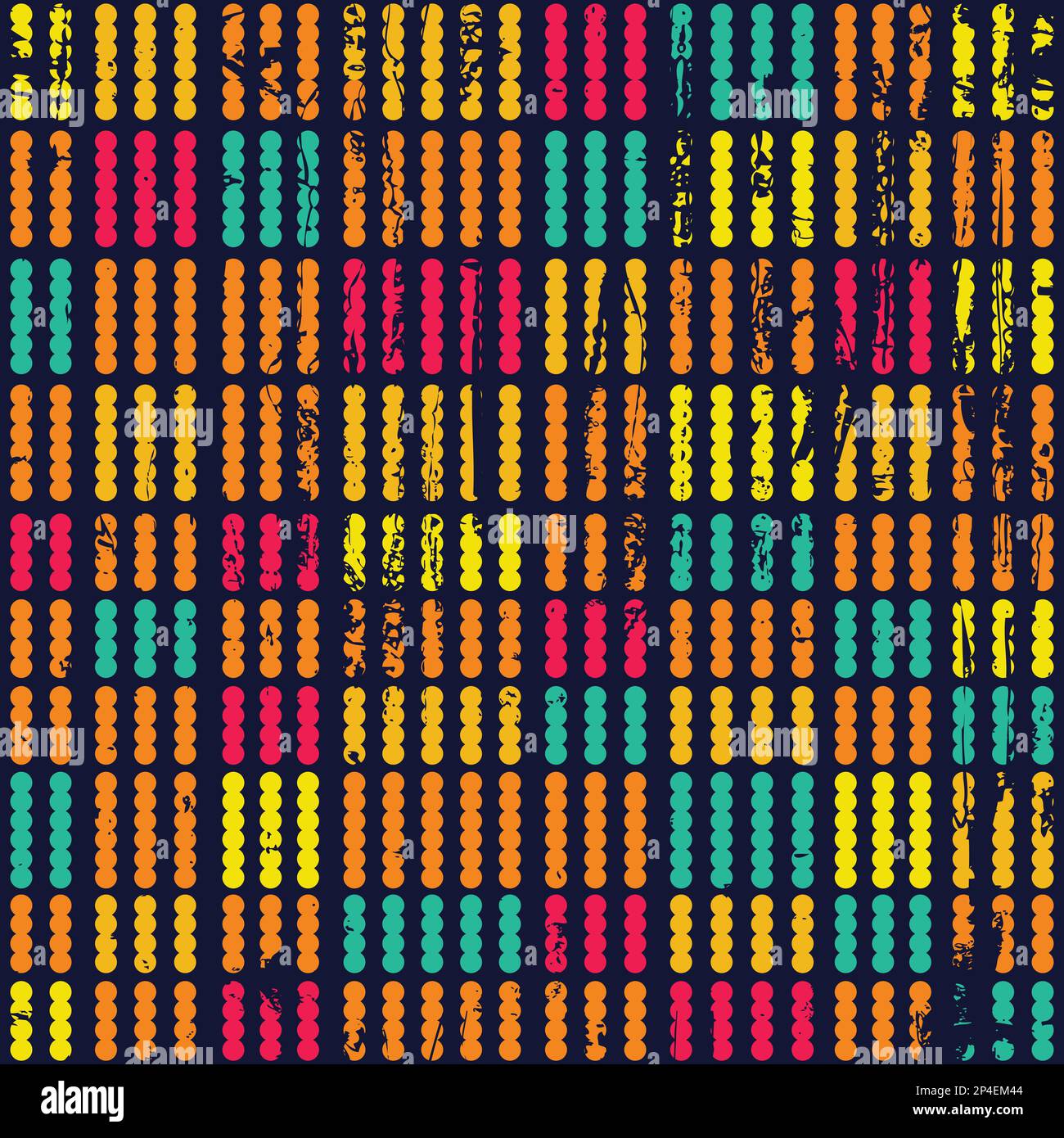 Colored points seamless pattern with grunge texture. Stock Vector