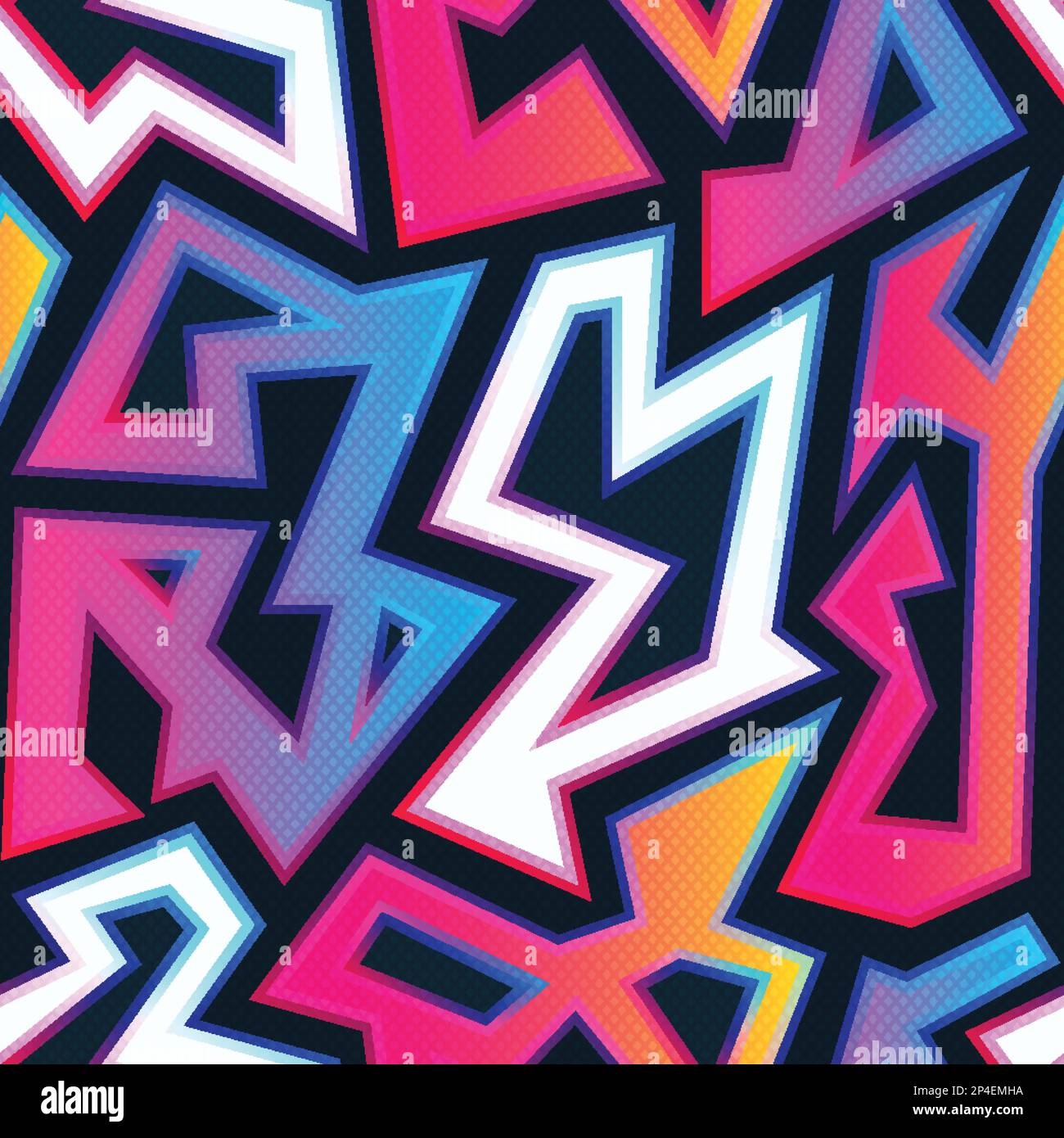 Bright graffiti seamless pattern with grunge texture. Stock Vector
