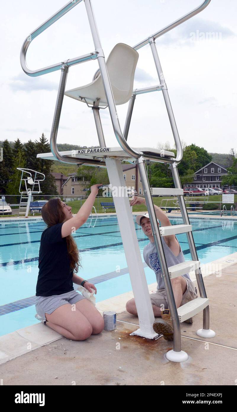 Ayla Triano, left, and Kyle Steiner, both lifeguards at the