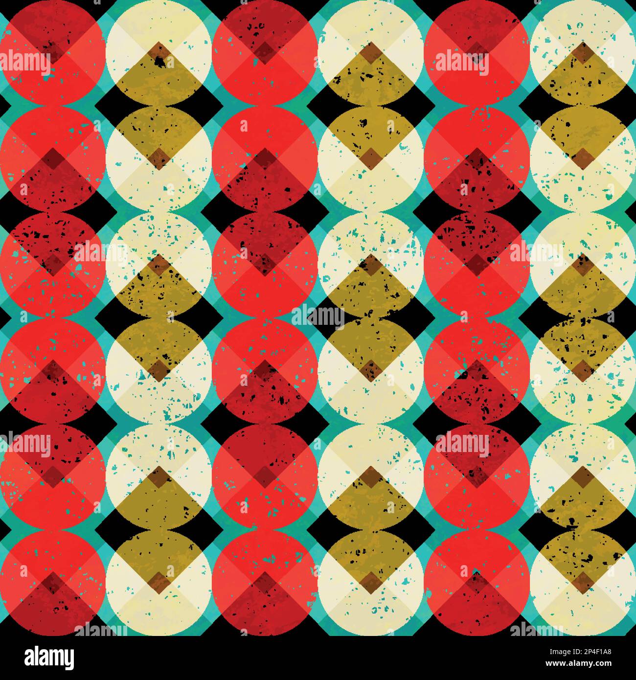 Vintage circles seamless pattern with grunge effect Stock Vector