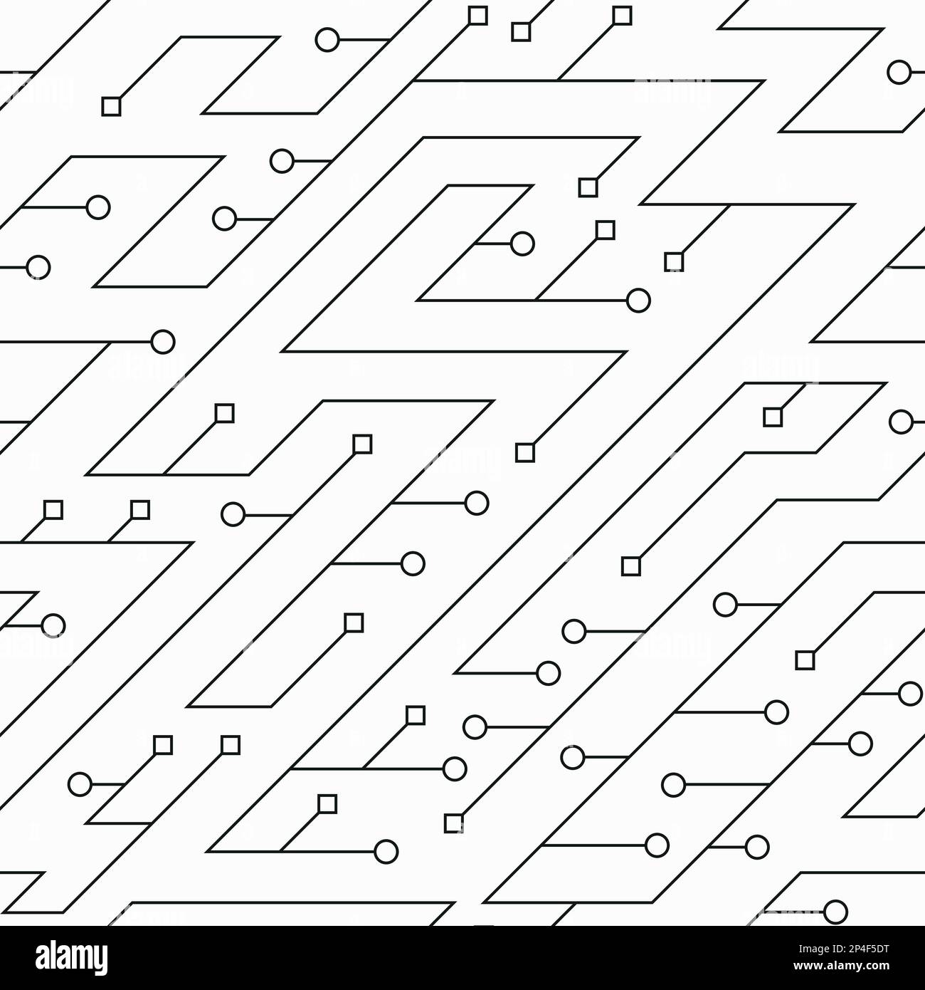 monochrome tech seamless pattern Stock Vector
