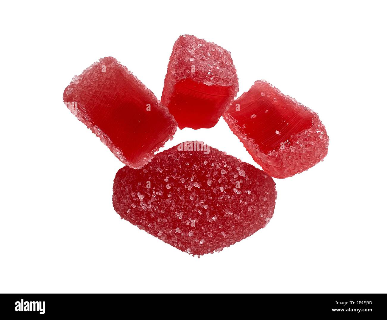 Fruit jellies. Red jelly candies isolated on a white background