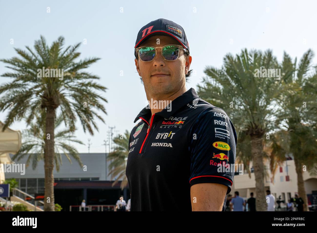 BAHRAIN INTERNATIONAL CIRCUIT, BAHRAIN - MARCH 05: Sergio Perez, Red Bull Racing RB19 during the Bahrain Grand Prix at Bahrain International Circuit on Sunday March 05, 2023 in Sakhir, Bahrain. (Photo by Michael Potts/BSR Agency) Stock Photo