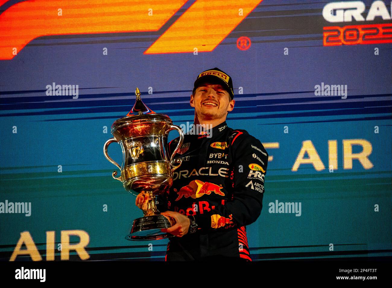 BAHRAIN INTERNATIONAL CIRCUIT, BAHRAIN - MARCH 05: Max Verstappen, Red Bull Racing RB19 during the Bahrain Grand Prix at Bahrain International Circuit on Sunday March 05, 2023 in Sakhir, Bahrain. (Photo by Michael Potts/BSR Agency) Stock Photo