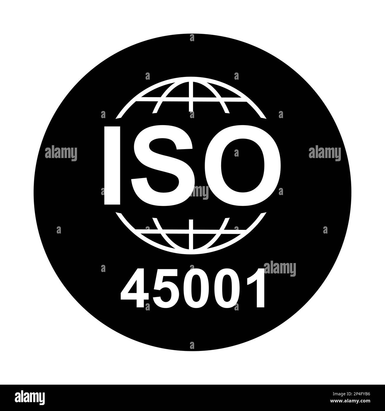 Iso 45001 icon. Occupational Health and Safety. Standard quality symbol. Vector button sign isolated on white background . Stock Vector