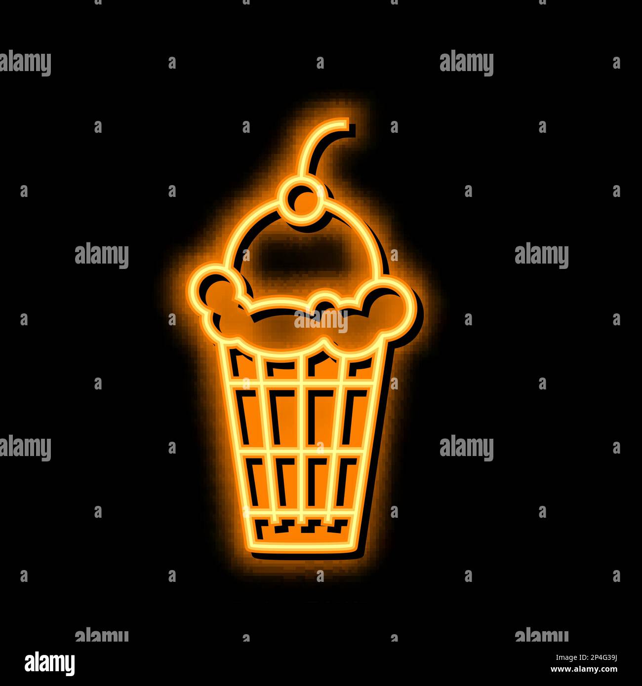 cherry ice cream neon glow icon illustration Stock Vector Image & Art ...