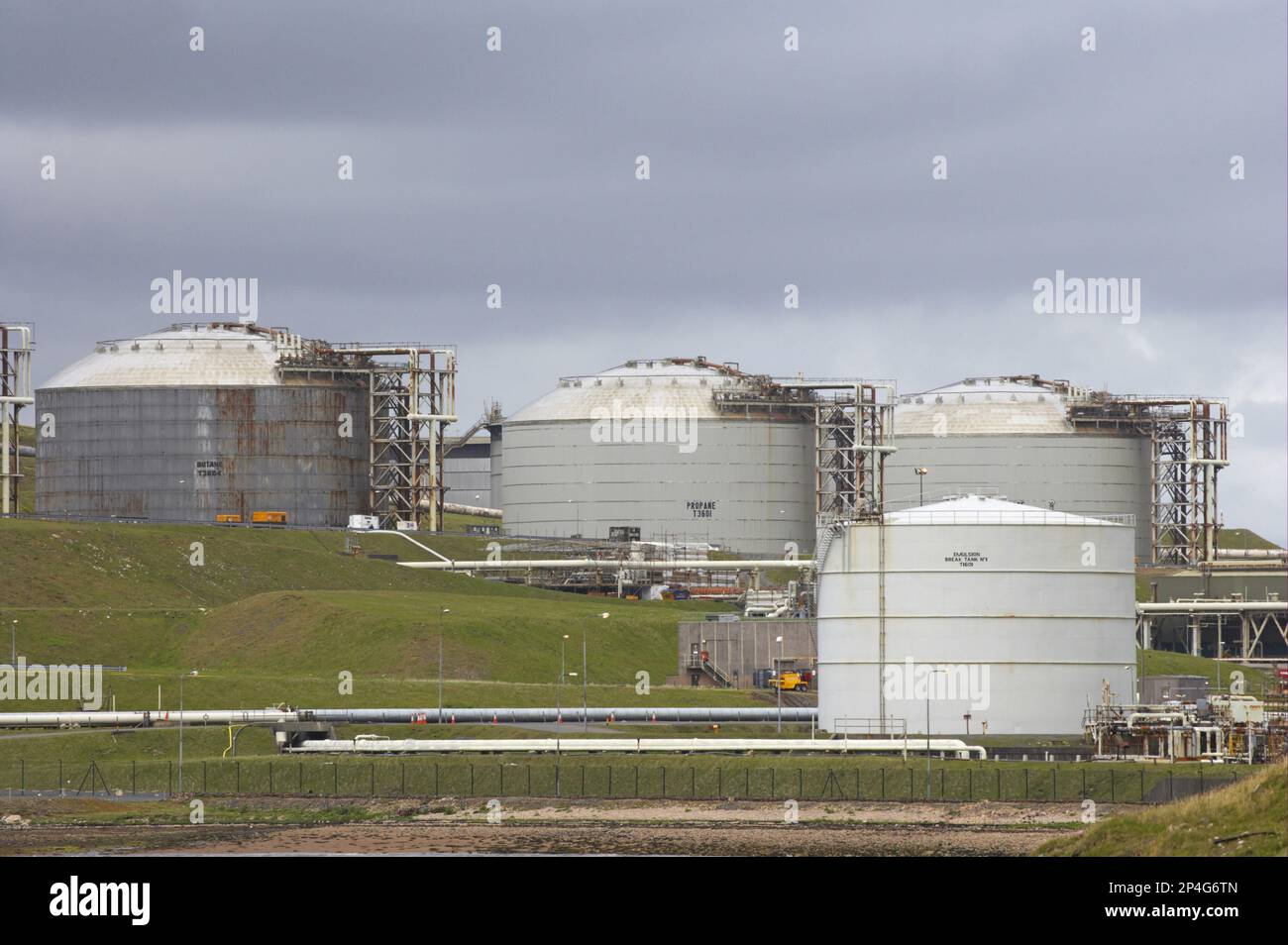 Storage tanks at the Coastal Oil and Liquefied Natural Gas Terminal