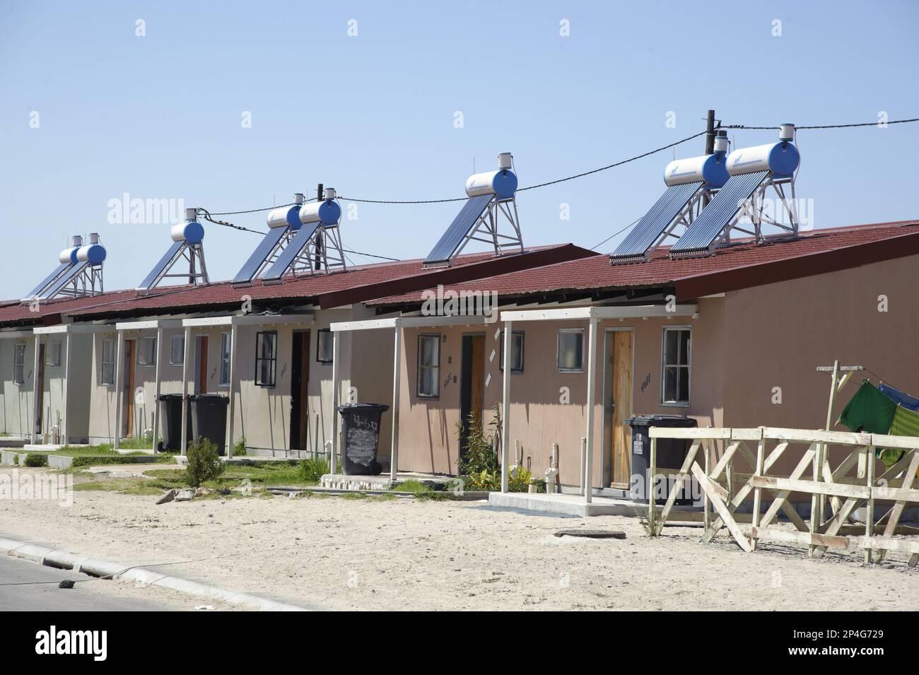 New flats with rooftop solar water heating, Langa Township, Cape Town
