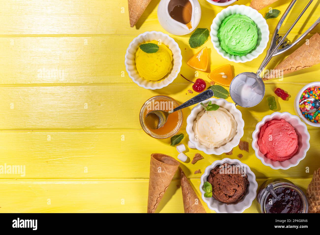 Ice cream festival background, Summer ice cream buffet with various