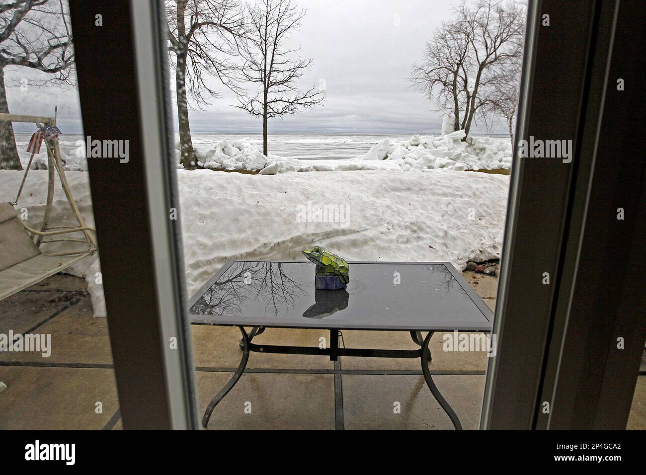 Ice swept onto the shore on Izaty's Resport as seen from Marlene Kruger