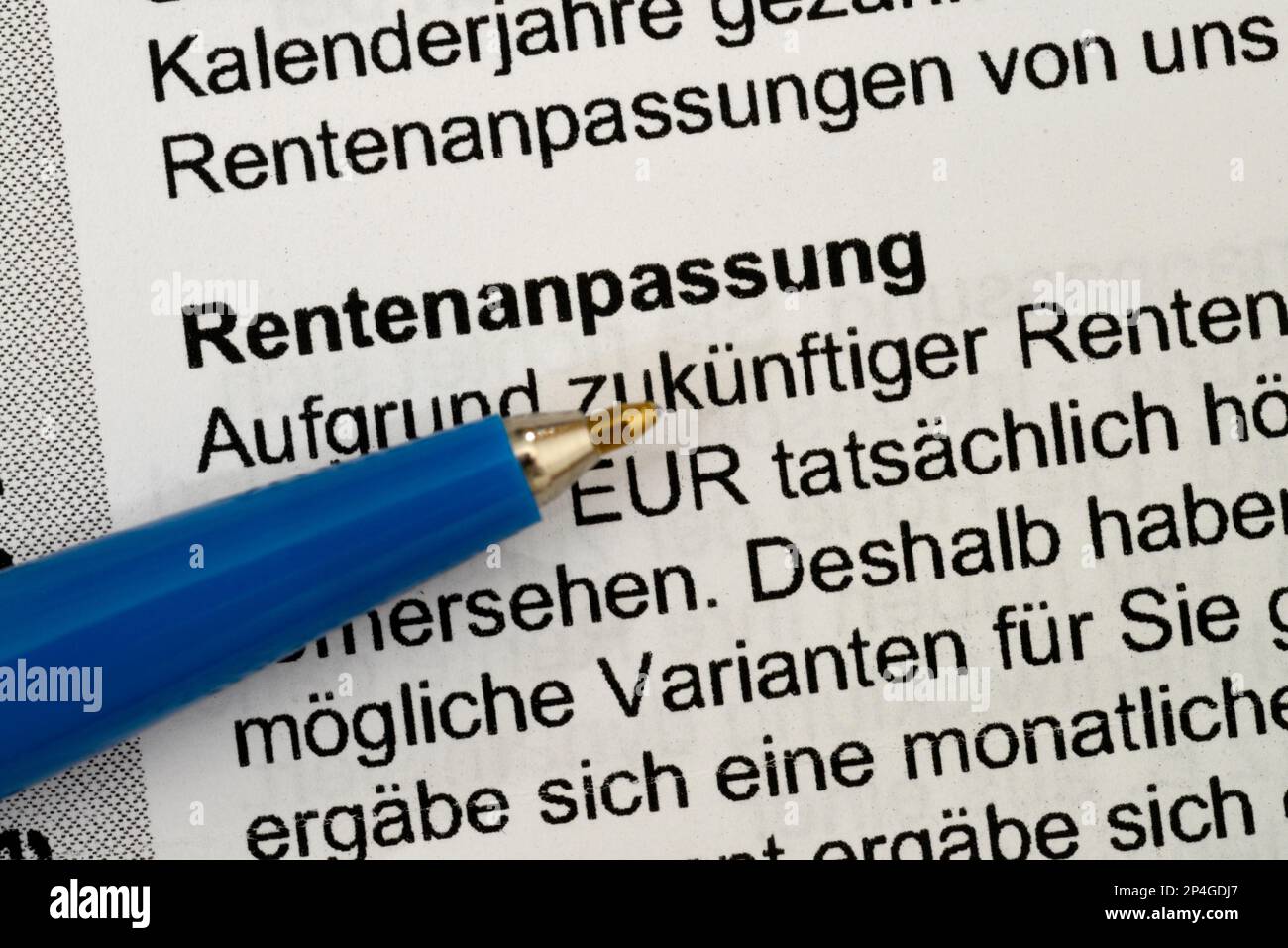 Pension adjustment, pension information, Germany Stock Photo