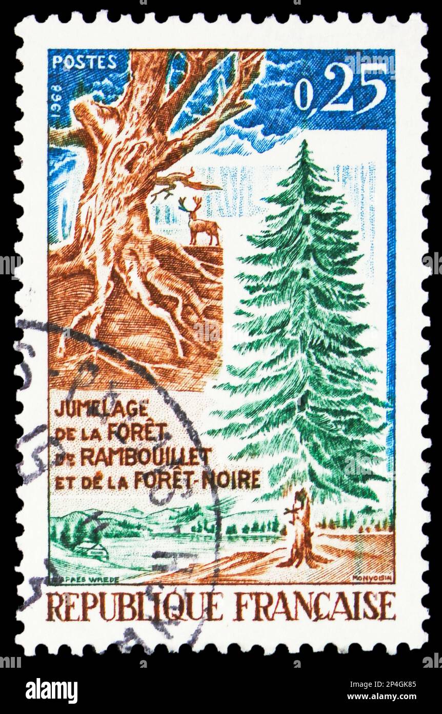 MOSCOW, RUSSIA FEBRUARY 15, 2023 Postage stamp printed in France
