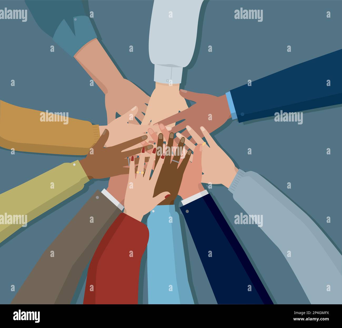 Union Unity Graphics Vector illustration representing several joined hands as a sign of ...