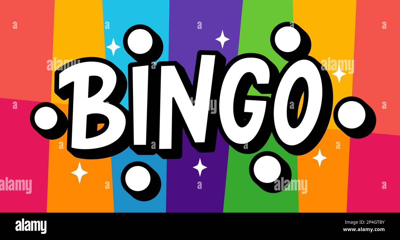 BINGO logo with lottery balls and stars. Bingo game. Vector illustration lucky quote. Fortune