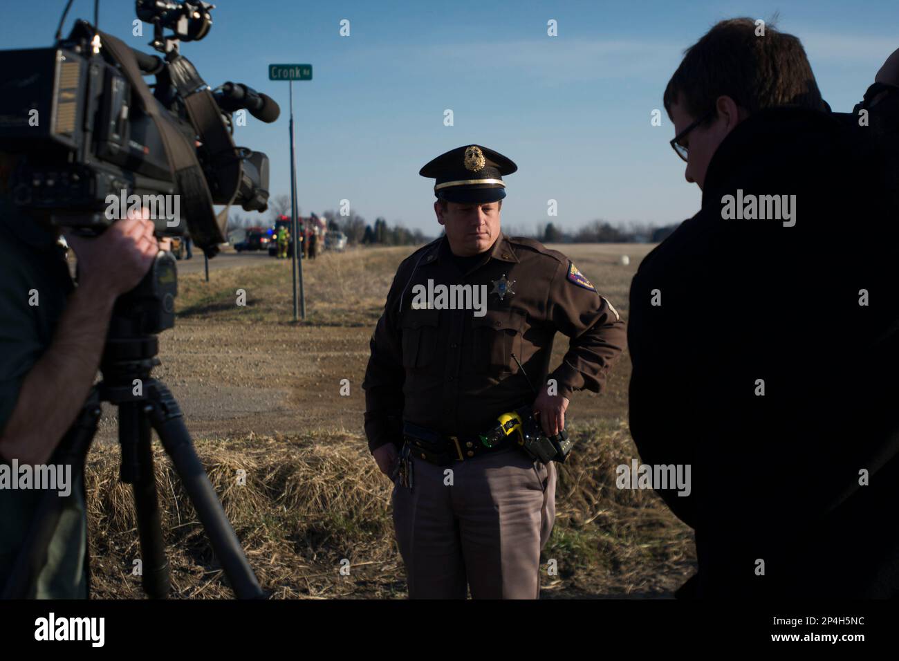 In this April 19, 2014 photo, Sargent Begole speaks with the media