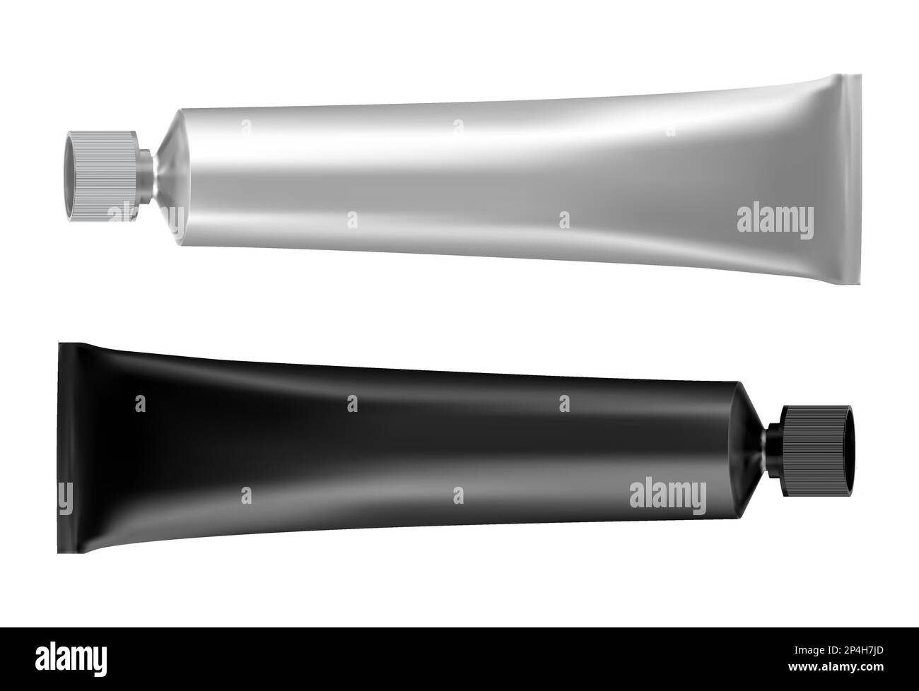 Paint tube isolated vector mockup. Dye cream aluminum container