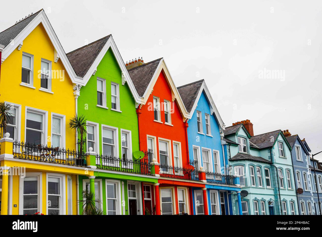 Colorful homes in Ballycastle Ireland Stock Photo