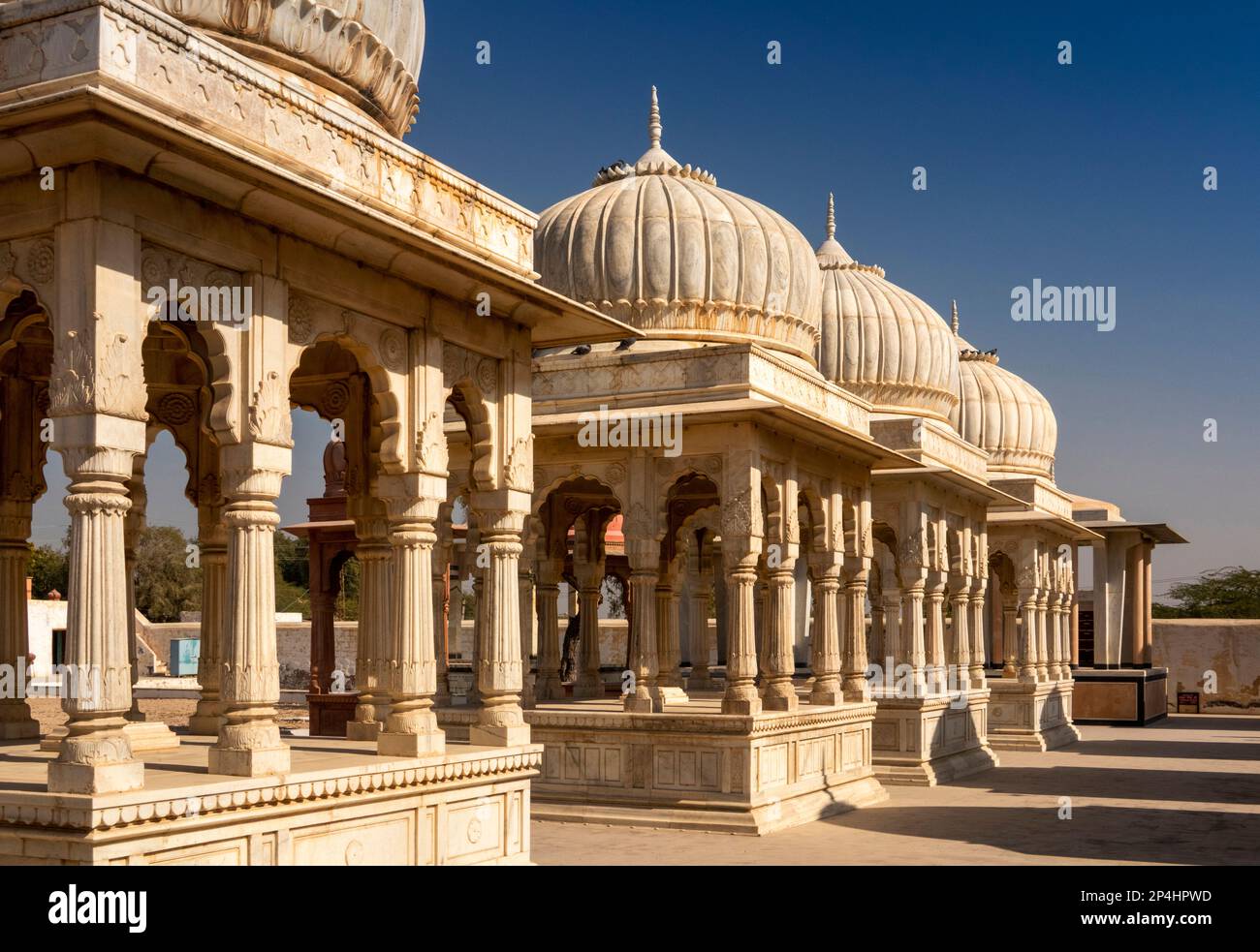 India, Rajasthan, Bikaner, Devikund Chhatri, Royal Crematorium, marble royal memorials Stock Photo