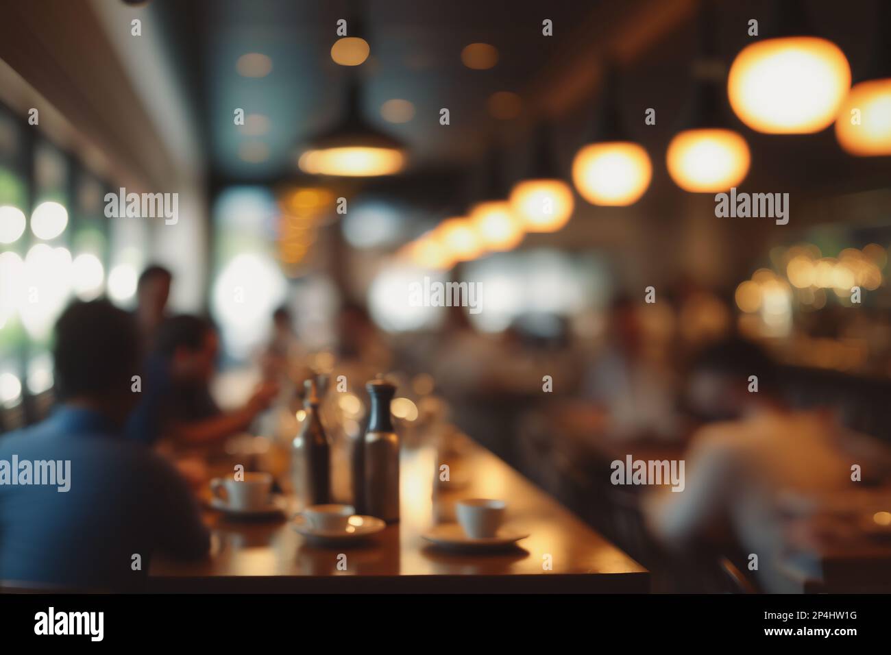 Blur people in cafe,restaurant with light abstract bokeh background Stock Photo