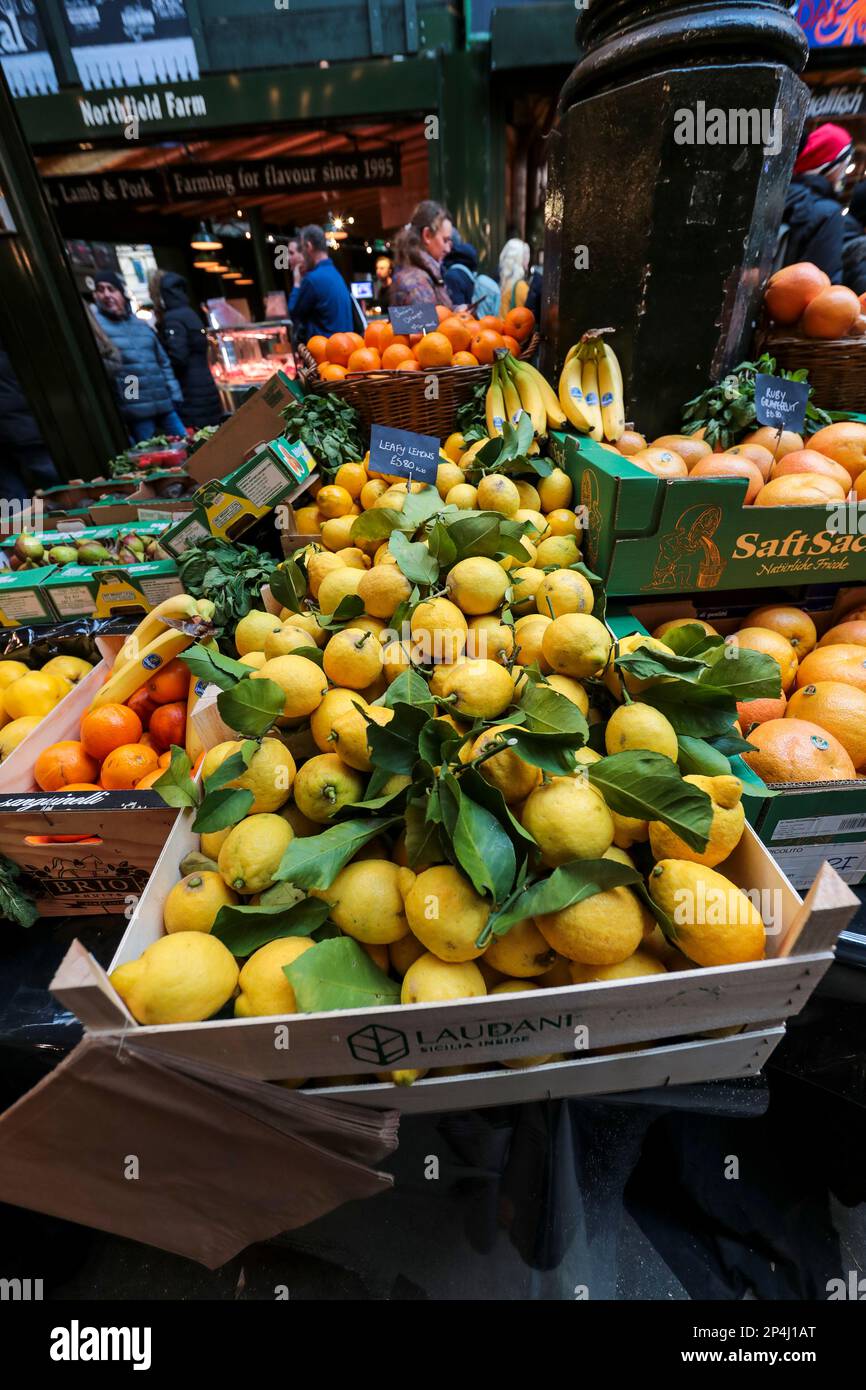 Lemons, Borough Market, London. Stock Photo