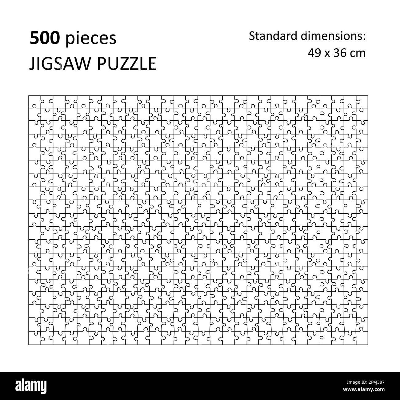 Jigsaw puzzle blank template. Cutting lines for 500 pieces jigsaw